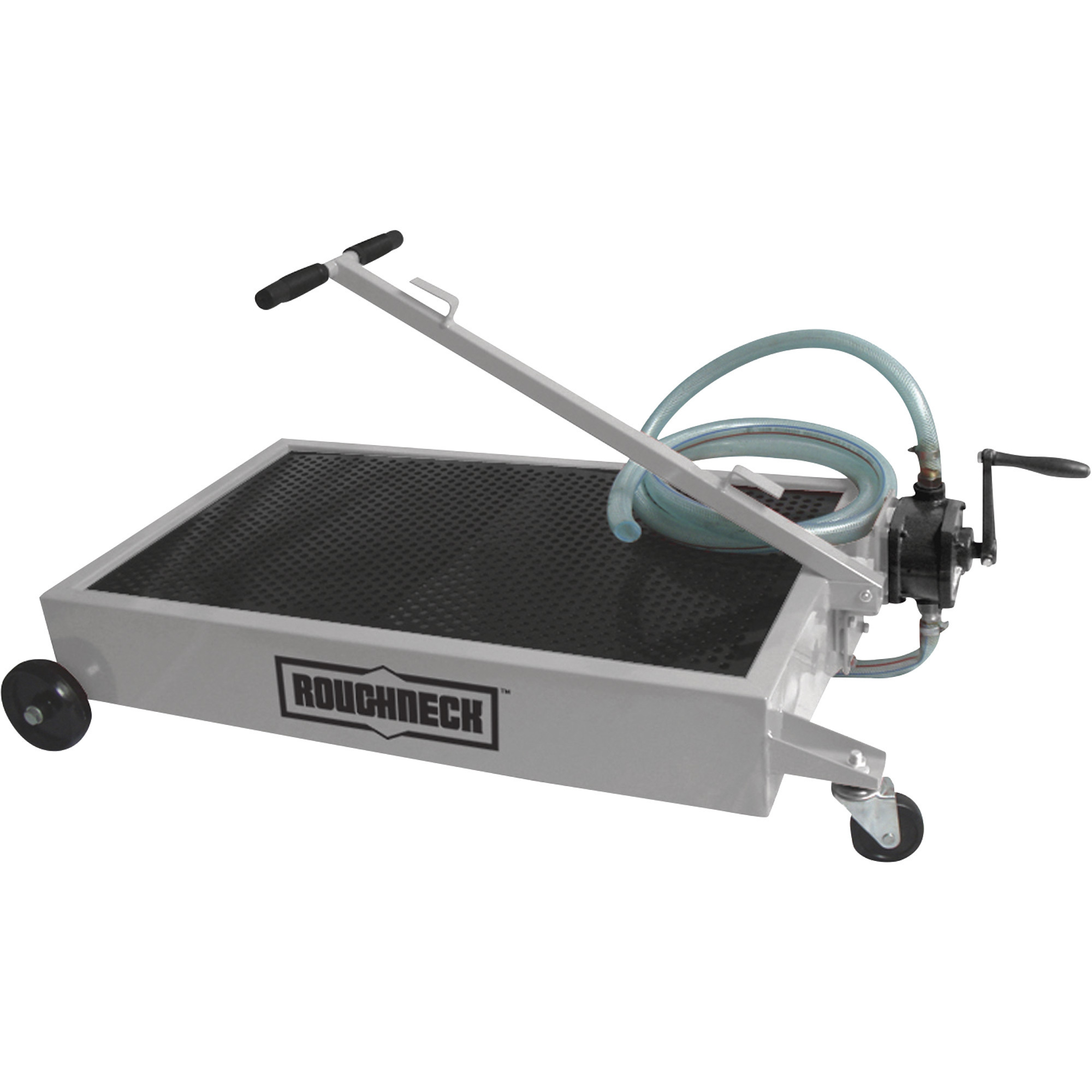 Roughneck Low-Profile Oil Drain Dolly, 15 Gallons, Manual Pump, Steel